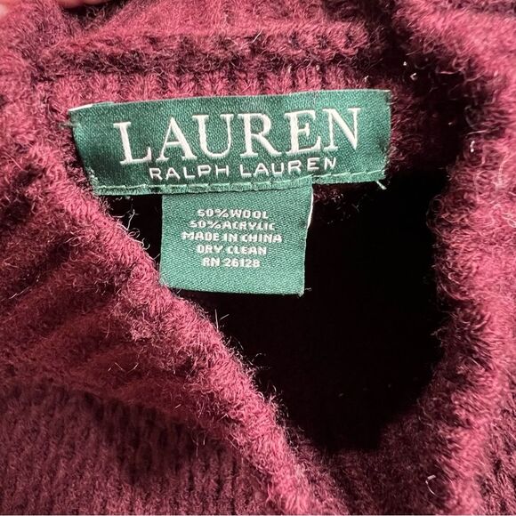 Lauren Ralph Lauren Cape Sweater Chunky Knit Mock Neck Poncho One Size - Picture 9 of 9